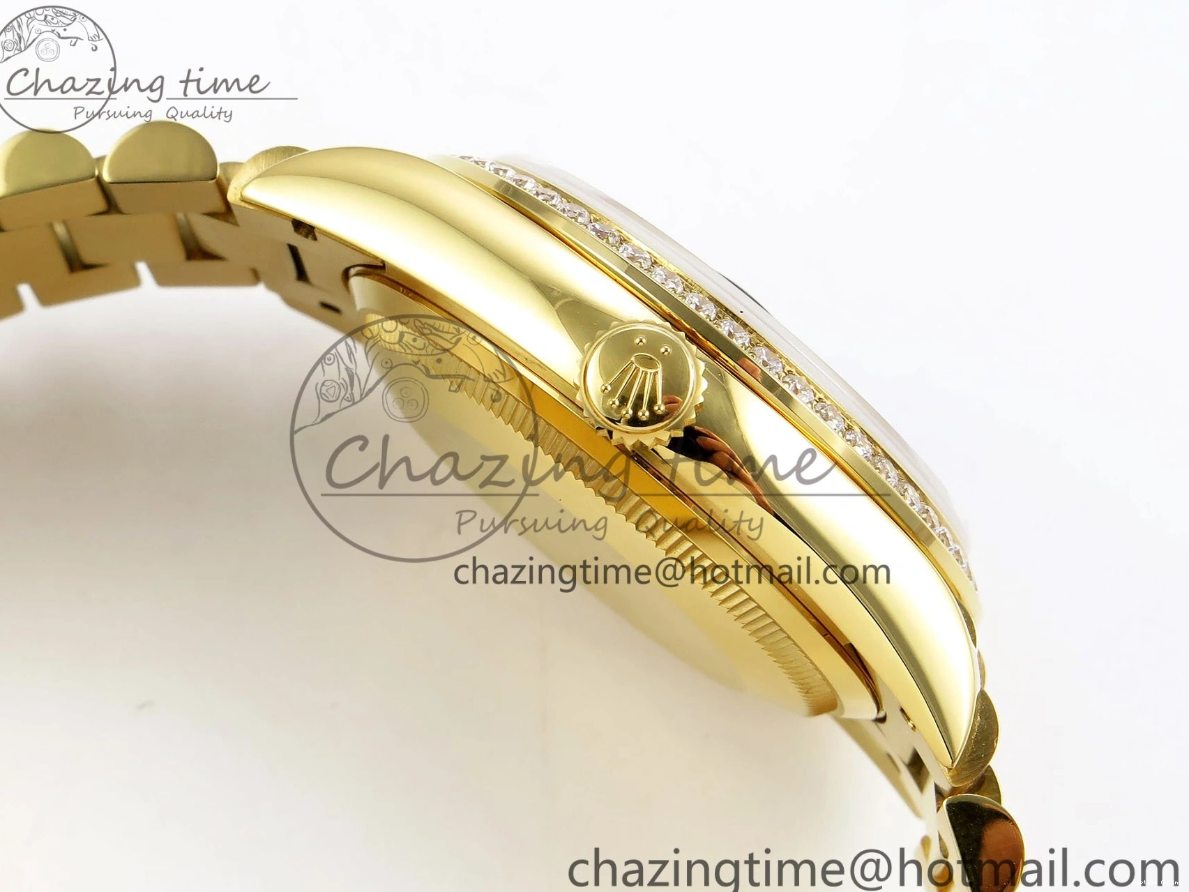 0420 WaterResistant Day Date 36 YG RAF 1:1 Best Edition Brown Oman Dial Diamonds Bezel on YG Bracelet A 1518